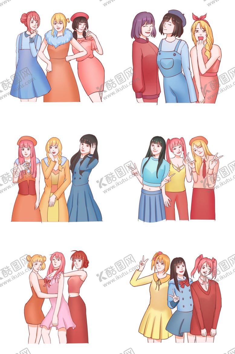 编号：37419903102026031890【酷图网】源文件下载-妇女节女生节清新可爱手绘闺蜜聚