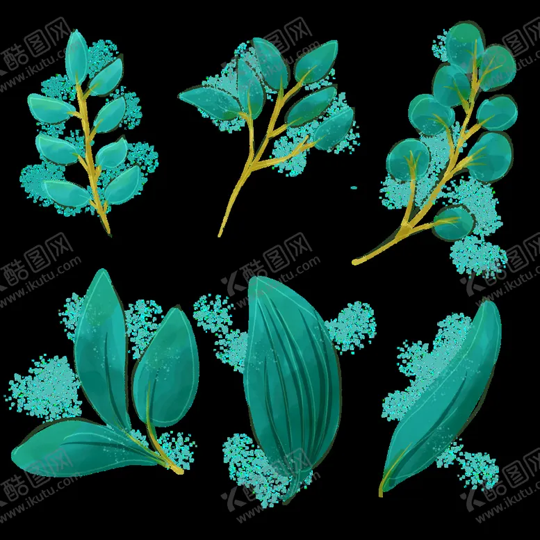 编号：13958009131750407039【酷图网】源文件下载-手绘花植物叶子免抠图花朵素材