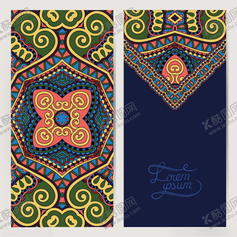 编号：17985211202001357221【酷图网】源文件下载-民族风几何图案卡片设计