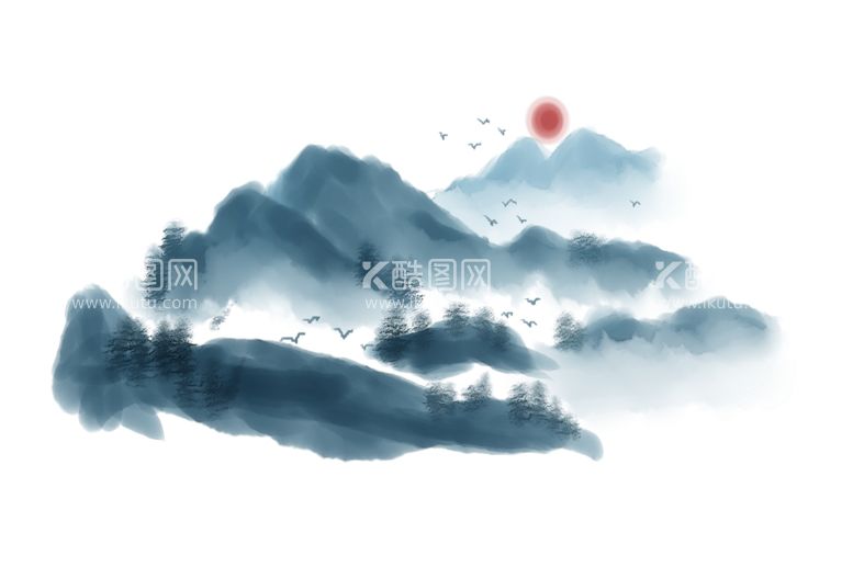 编号：26140912230827595434【酷图网】源文件下载-水墨山水插画