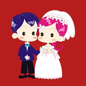 手绘结婚男女礼人物人物插画