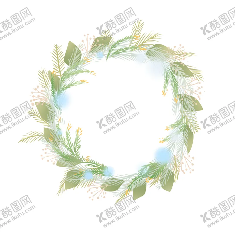 编号：01356210081318021547【酷图网】源文件下载-原创手绘植物花环插画素材