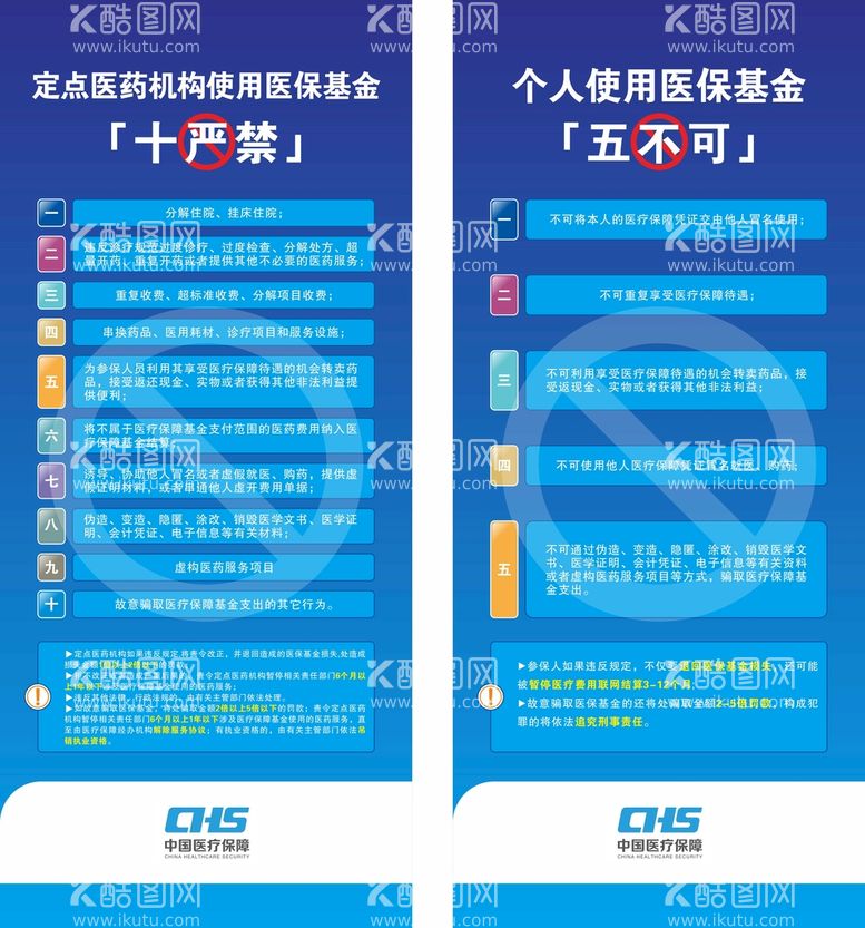 编号：63315610242236453860【酷图网】源文件下载-医保基金十严禁五不可海报展架