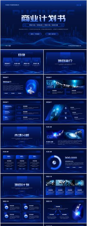 蓝色科技风商业计划书PPT