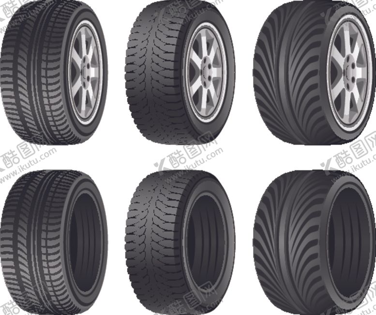 编号：70238409092117406277【酷图网】源文件下载-多种汽车轮胎设计卡通图片
