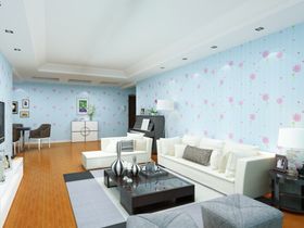 清新粉色花朵图案客厅