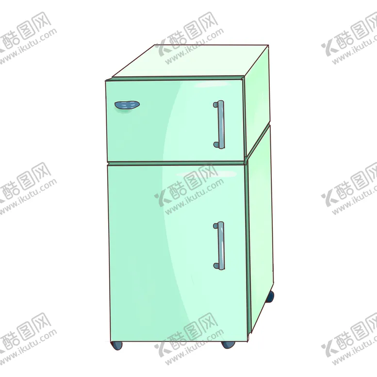编号：34067810090650539305【酷图网】源文件下载-手绘绿色冰箱
