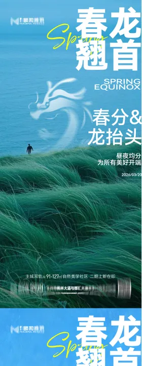 龙抬头春分节日节气海报春天