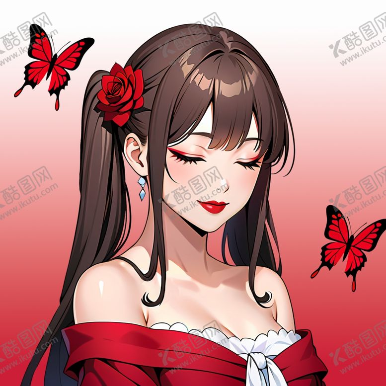 编号：26563601311624592618【酷图网】源文件下载-手绘卡通美女与蝴蝶