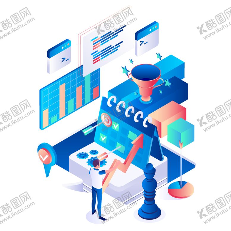 编号：52431012102226423699【酷图网】源文件下载-科技扁平插画卡通3D商务
