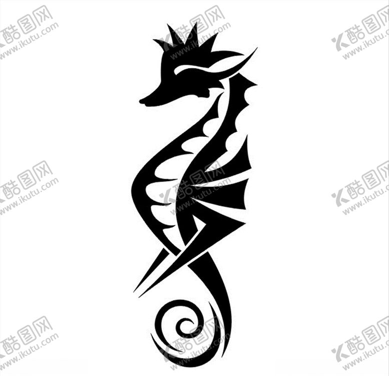 编号：40062609251350433698【酷图网】源文件下载-黑白海马矢量图