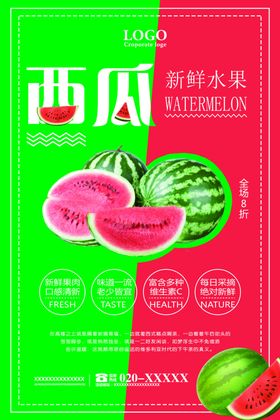 西瓜海报水果展板水果摊水果广告