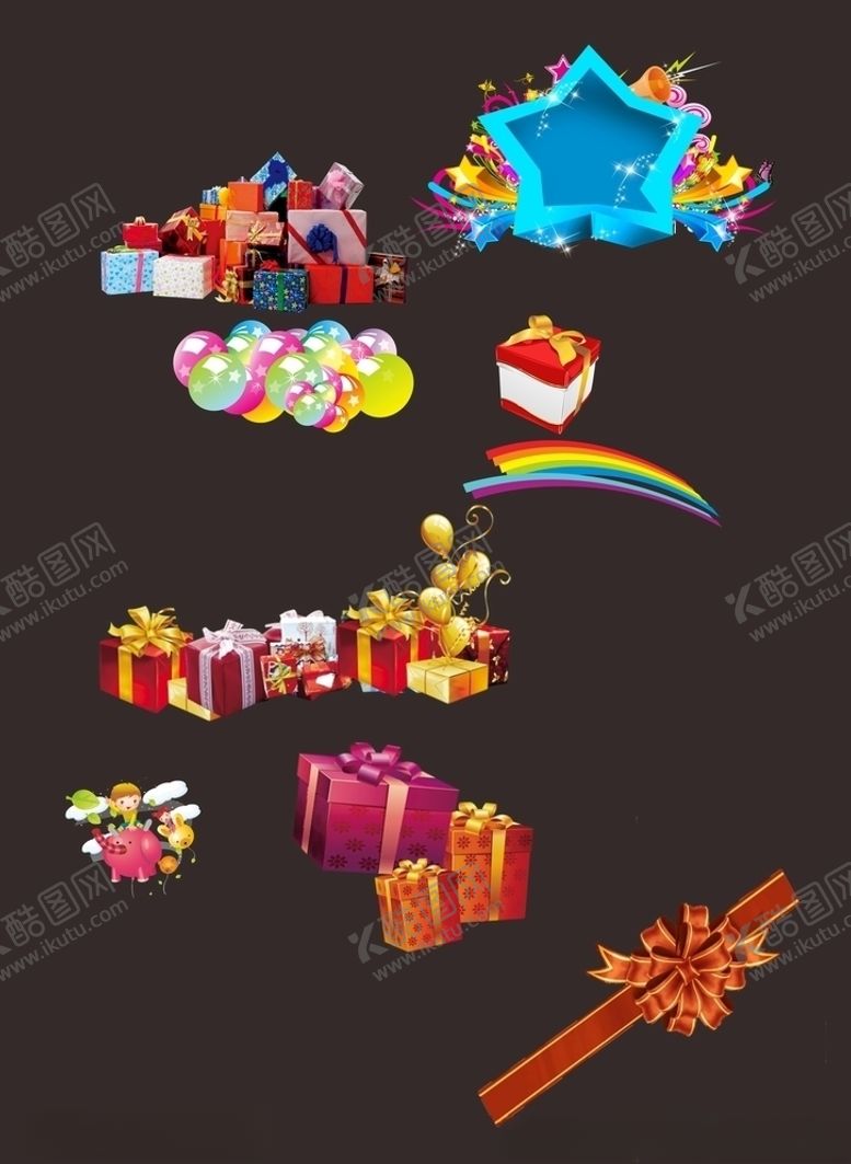 编号：23131809271416063905【酷图网】源文件下载-礼物星星彩虹气球