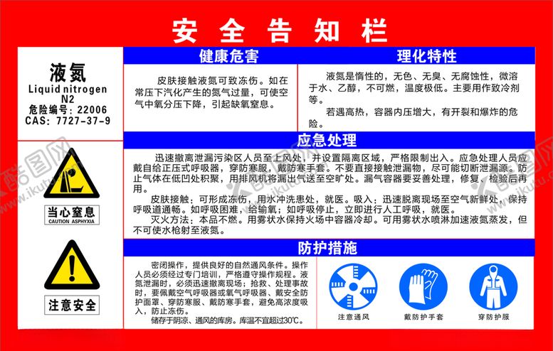 编号：41582310122328594221【酷图网】源文件下载-液氮安全告知栏