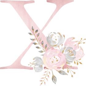 金粉鲜花字母数字素材