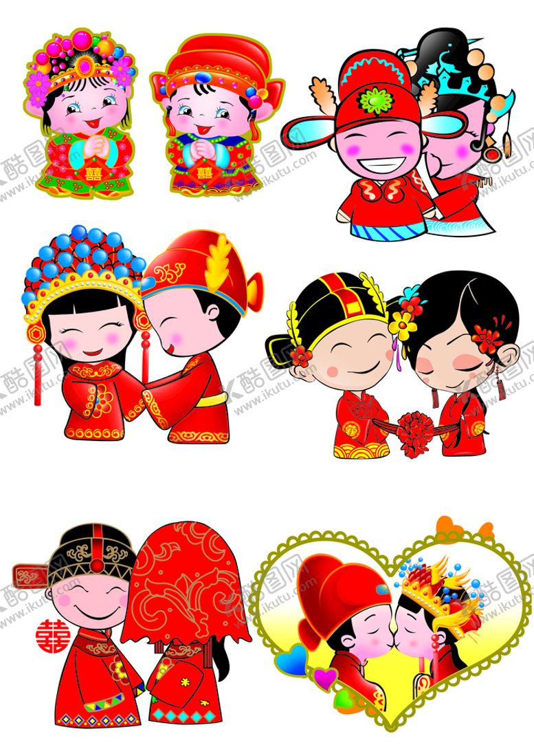 编号：21497509160513448645【酷图网】源文件下载-卡通新郎新娘手绘单车婚礼手绘婚车