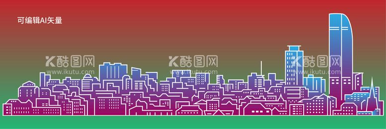 编号：96081210010652455241【酷图网】源文件下载-城市建筑线条矢量