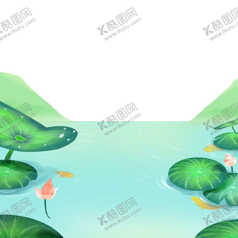 编号：54271609261712229304【酷图网】源文件下载-河流装饰插画荷叶元素