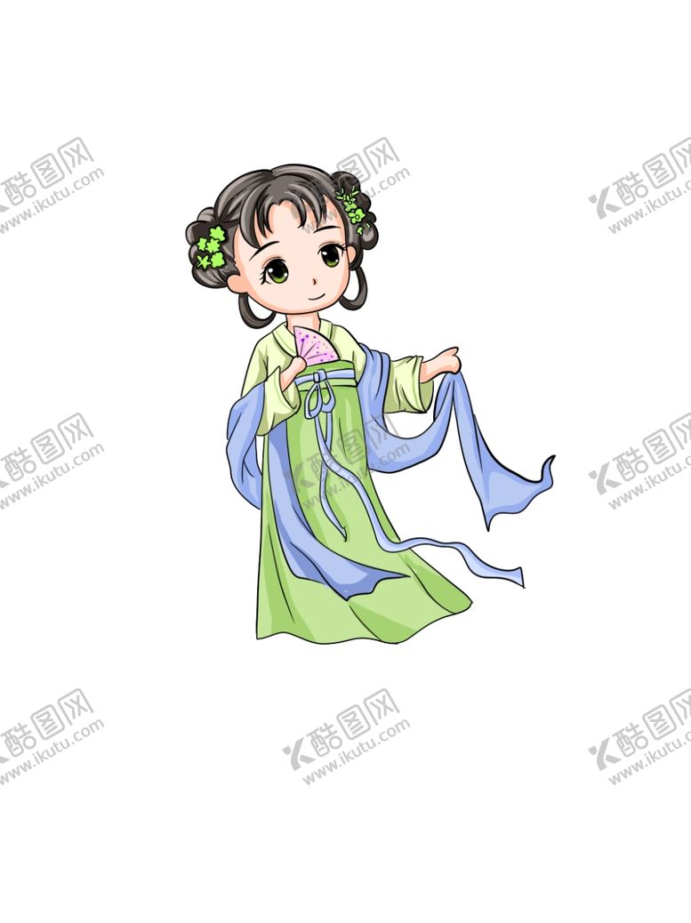 编号：77808907132010029461【酷图网】源文件下载-古代古装服饰汉服宫女少女手绘插