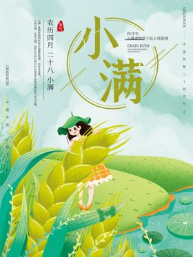 小满 海报 插画 二十四节气手绘