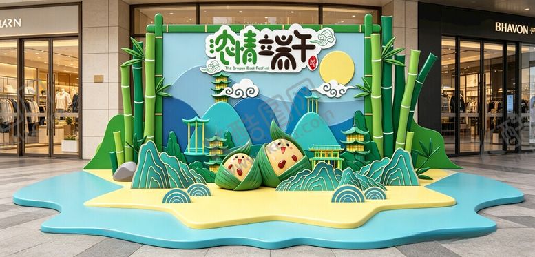 编号：39439505291008464543【酷图网】源文件下载-传统中国风端午节美陈