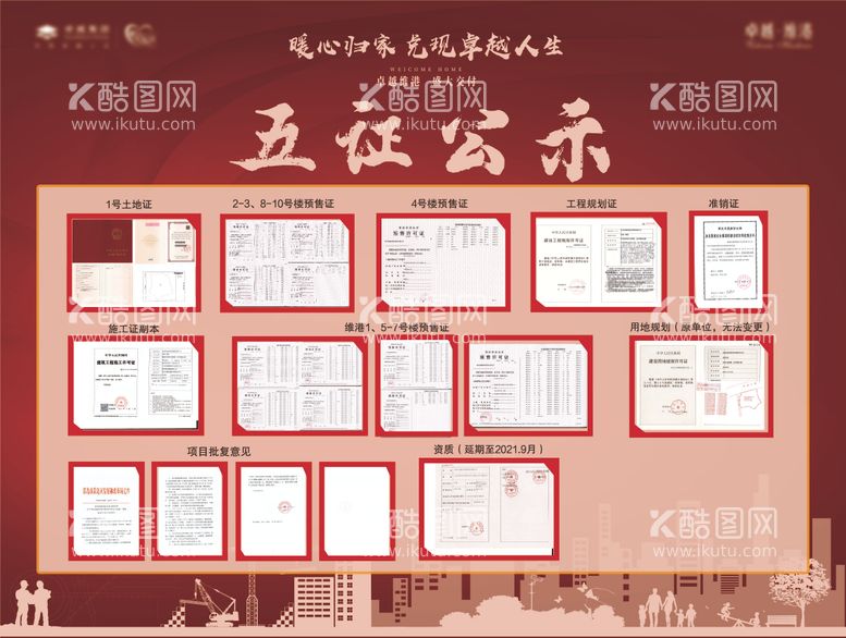 编号：45846511300645286850【酷图网】源文件下载-房地产交付五证公示