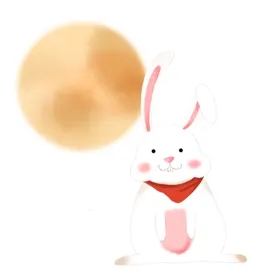 中秋插画可爱卡通兔子海报图案png免扣