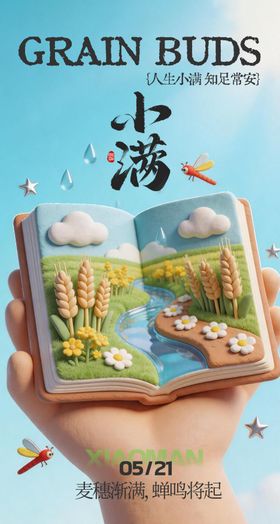 小满节气立体海报