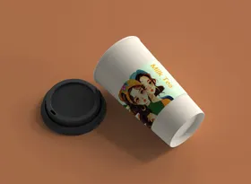 咖啡杯样机智能对象带盖纸智能贴图模板展示
