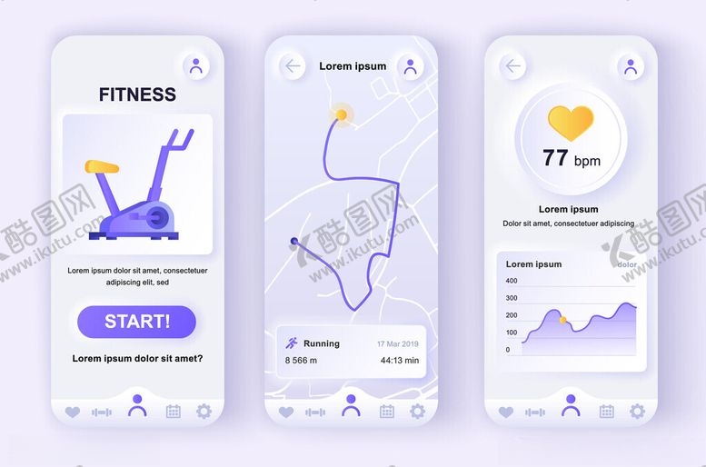 编号：60986211151113421408【酷图网】源文件下载-健身应用界面展示