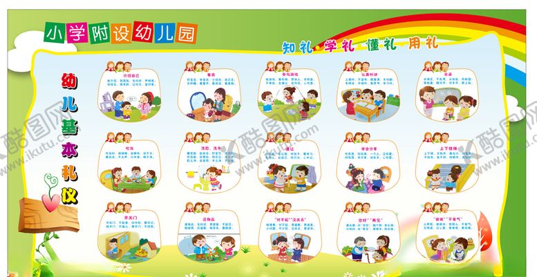编号：17410510290959057553【酷图网】源文件下载-幼儿园基本礼仪礼仪海报