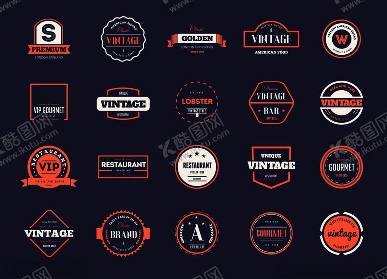 编号：58234411191338018667【酷图网】源文件下载-多样复古风格标志设计