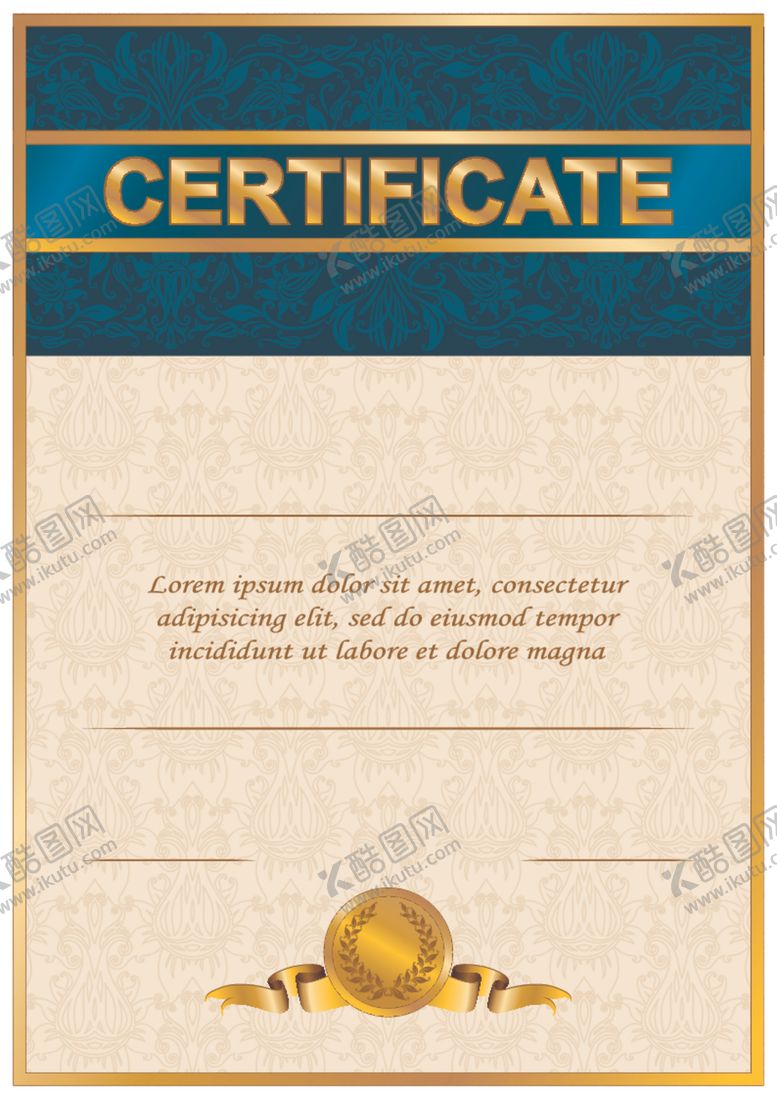 编号：96063609240846163044【酷图网】源文件下载-竖版证书防伪花纹欧式边框奖状