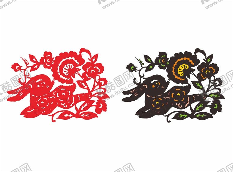 编号：76537112022316469958【酷图网】源文件下载-兔子剪纸 
