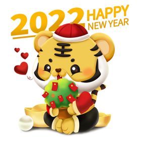 2022新年卡通立体虎招手