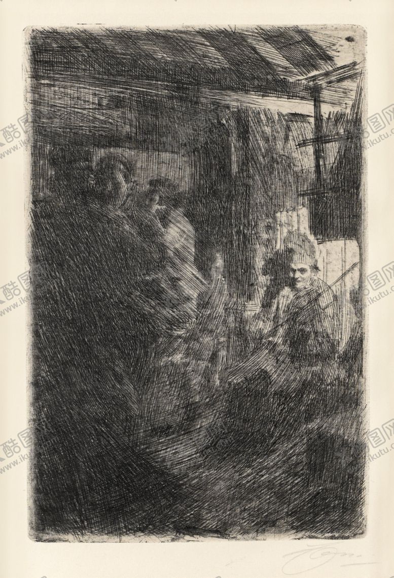 人物形象素描绘画肖像佐恩作品中年姿态