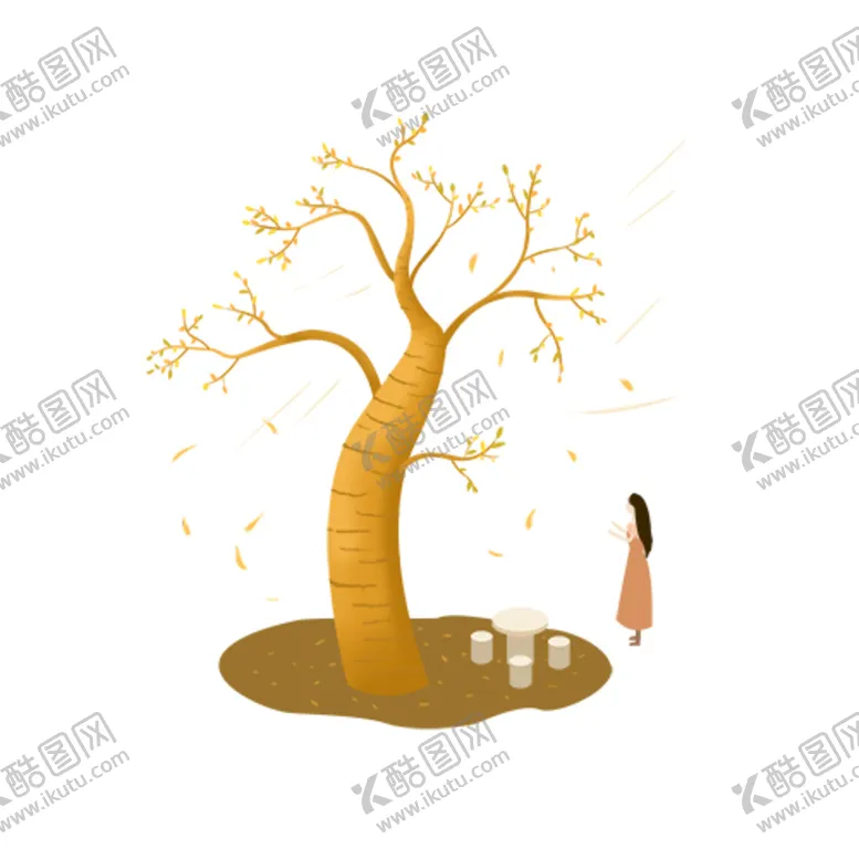 编号：18047509142211212046【酷图网】源文件下载-卡通树木金色光秃的树