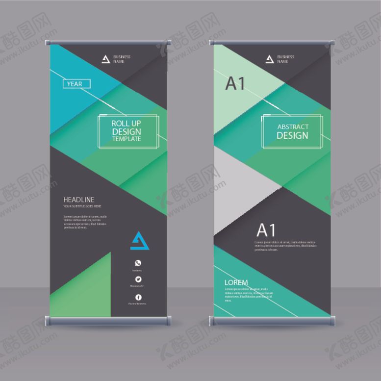 编号：72985909090700554363【酷图网】源文件下载-蓝绿色科技易拉宝