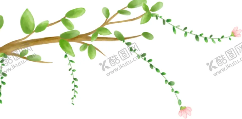编号：39613106261132555140【酷图网】源文件下载-枝头花朵绿色春季夏季海报插画