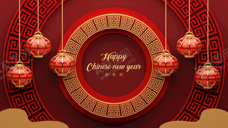 编号：83138711201258179220【酷图网】源文件下载-新年春节灯笼传统舞台展示素材