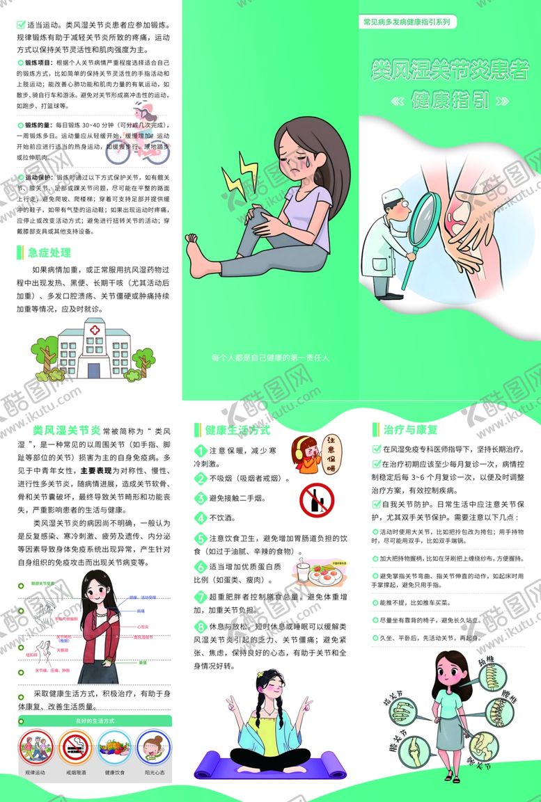 编号：29829104071205273296【酷图网】源文件下载-类风湿关节炎患者健康指引三折页