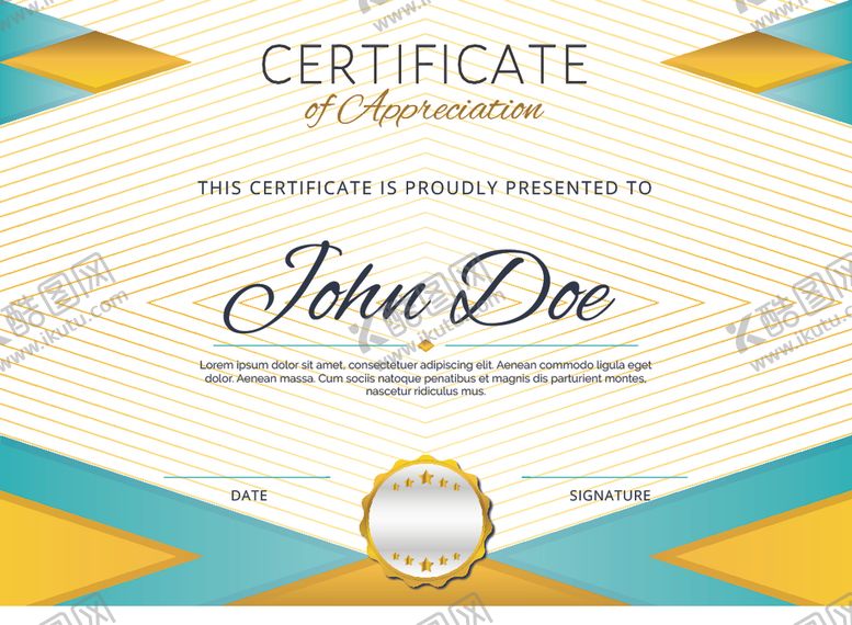 编号：36030210141306443418【酷图网】源文件下载-证书模板