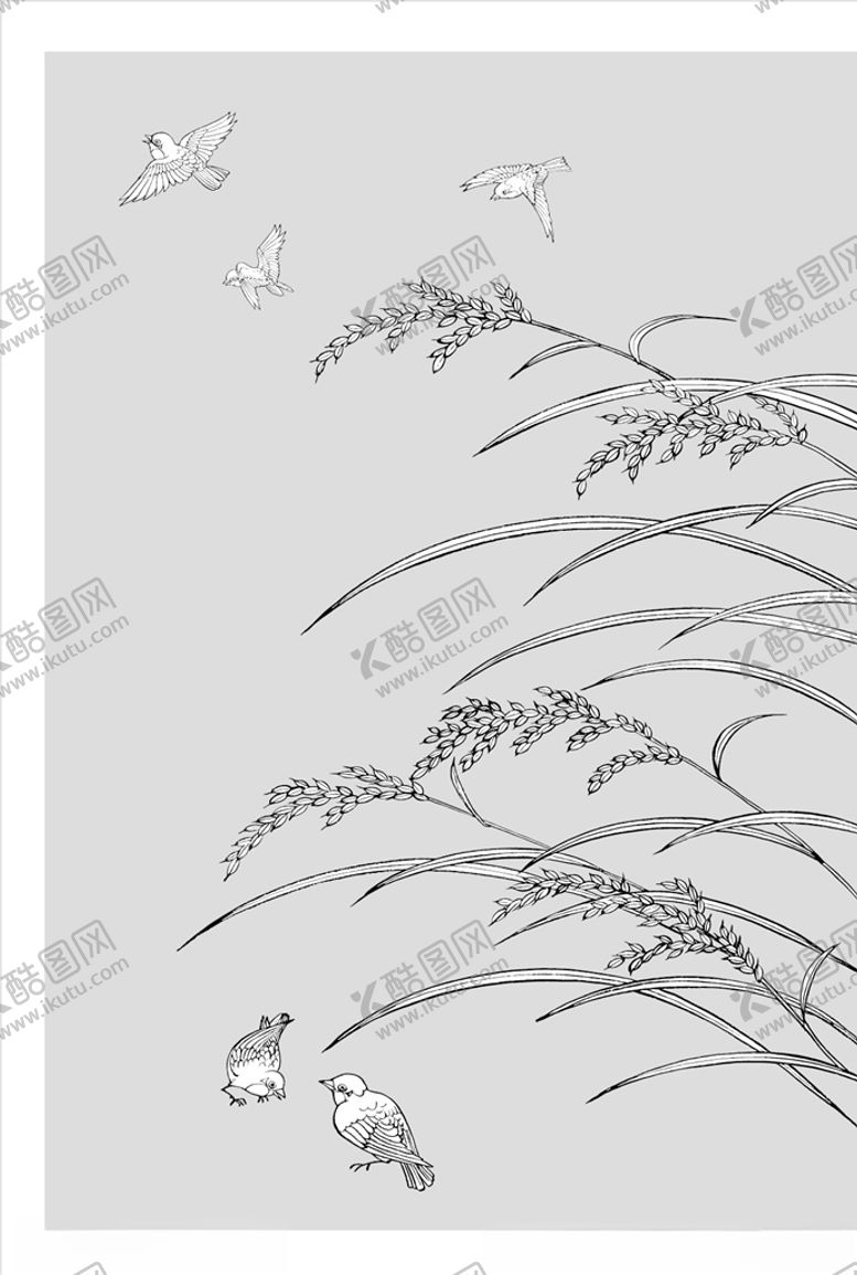编号：22960509111449583330【酷图网】源文件下载-线描稻穗