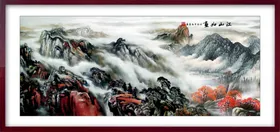 水墨古典图装饰壁画墙贴玄关玄关挂画山国画