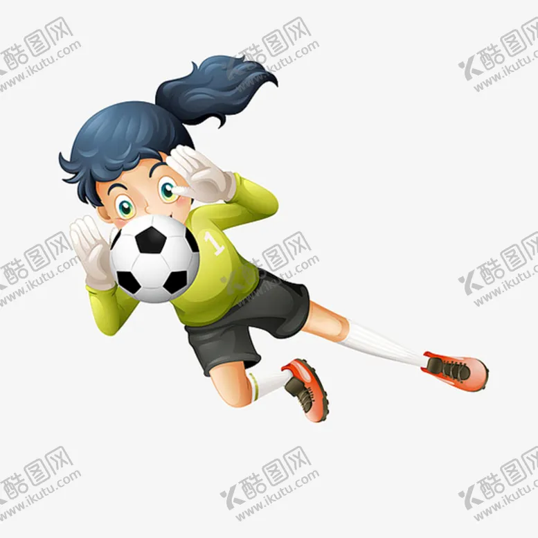 编号：12764809142312517410【酷图网】源文件下载-卡通足球女门将