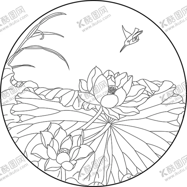 编号：20689310090528255413【酷图网】源文件下载-莲花与翠鸟