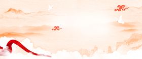 展板背景红色PSD分层素材红绸