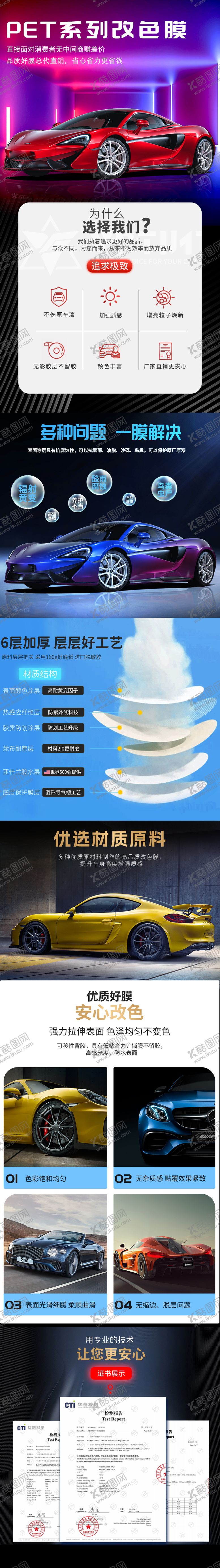编号：12549710311940166610【酷图网】源文件下载-汽车改色膜电商详情页