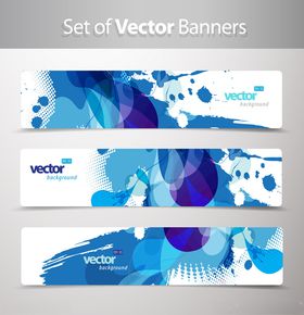 蓝白几何风格矢量横幅组