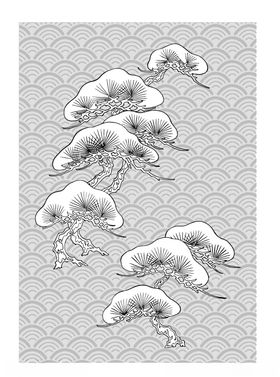 日本线描植物花卉矢量素材